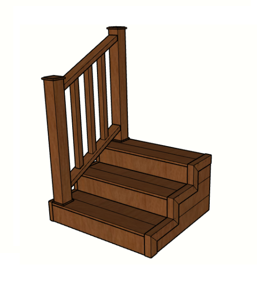 Уличная лестница Экодекинг Техно с 3 ступенями и 1 секцией ограждений