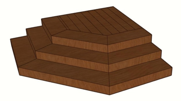 Уличная лестница Экодекинг Техно с 3 ступенями угловая