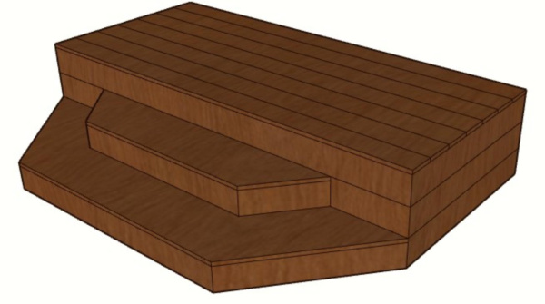 Уличная лестница Экодекинг Техно с 3 ступенями с небольшим крыльцом